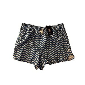 BONDI BEAMERS Women's‎ Blue Wave Pattern Swim Trunks Shorts Size 10